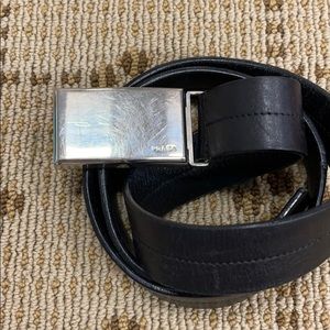 Prada Men’s Black Leather belt. No holes. Slide